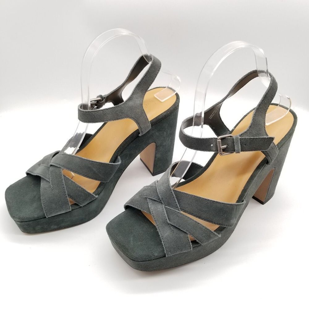 Splendid Women Piper Heeled Sandals Size 8 Green Strappy Ankle Strap